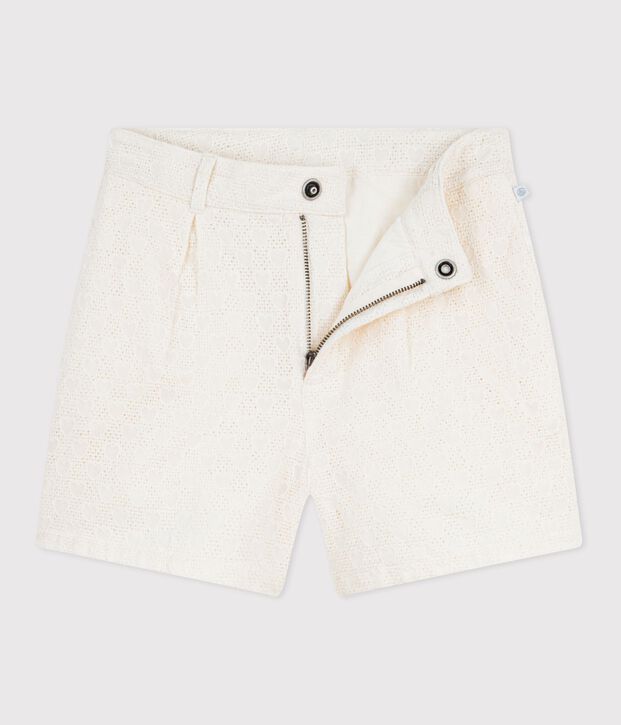 Shorts in cotone con motivi a cuori bambina bianco