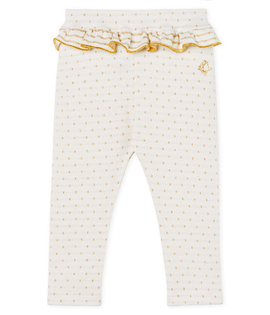 Leggings da bebè femmina con balze bianco MARSHMALLOW/giallo OR