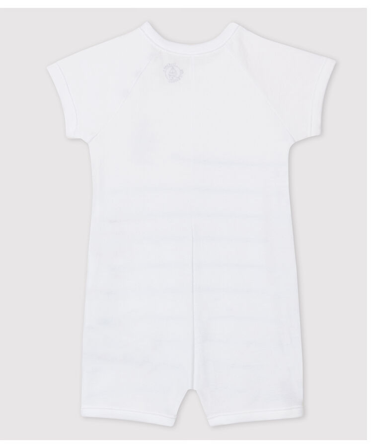 Tutina corta in cotone biologico beb&egrave; maschio. bianco ECUME