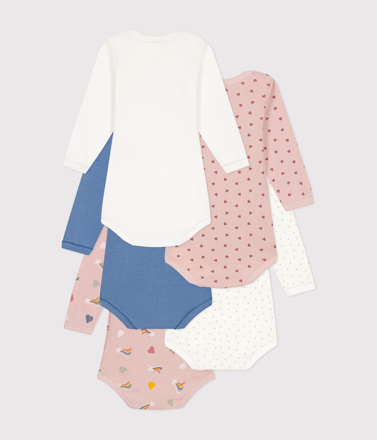 Confezione da 5 body beb&egrave; a maniche lunghe in cotone a stelle multicolore