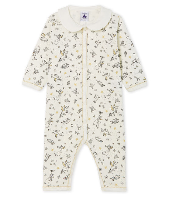 Tutina senza piedi a costine per bebé femmina bianco MARSHMALLOW/ MULTICO CN