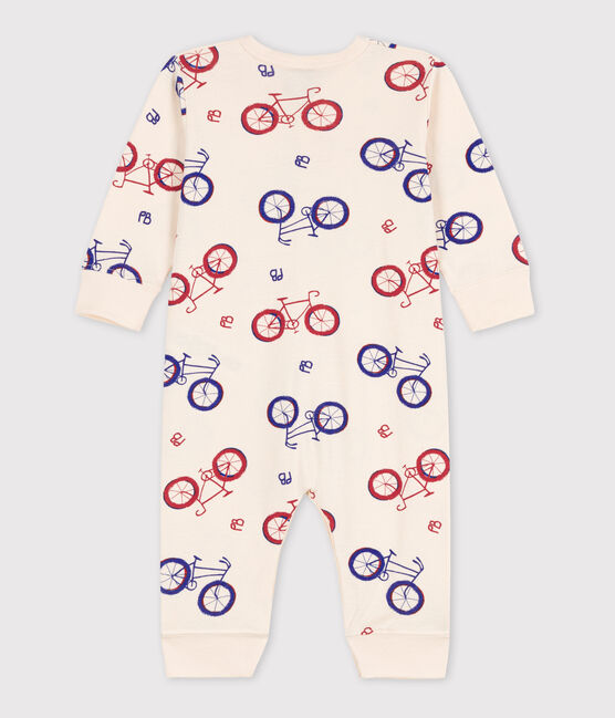 Tutina pigiama senza piedi bebè in cotone con motivo bicicletta bianco AVALANCHE/ STOP