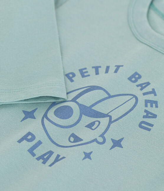 T-shirt a maniche lunghe in jersey sottile bambino verde PAUL