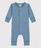 Tutina lunga bebè in maglia a costine blu ROVER