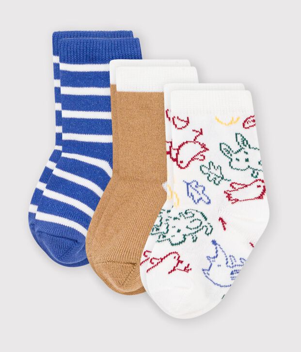 3 paia di calzini in cotone con stampa animalier neonato multicolore