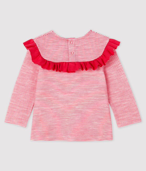 Blusa a manica lunga bebè femmina rosa POPPY/bianco MARSHMALLOW