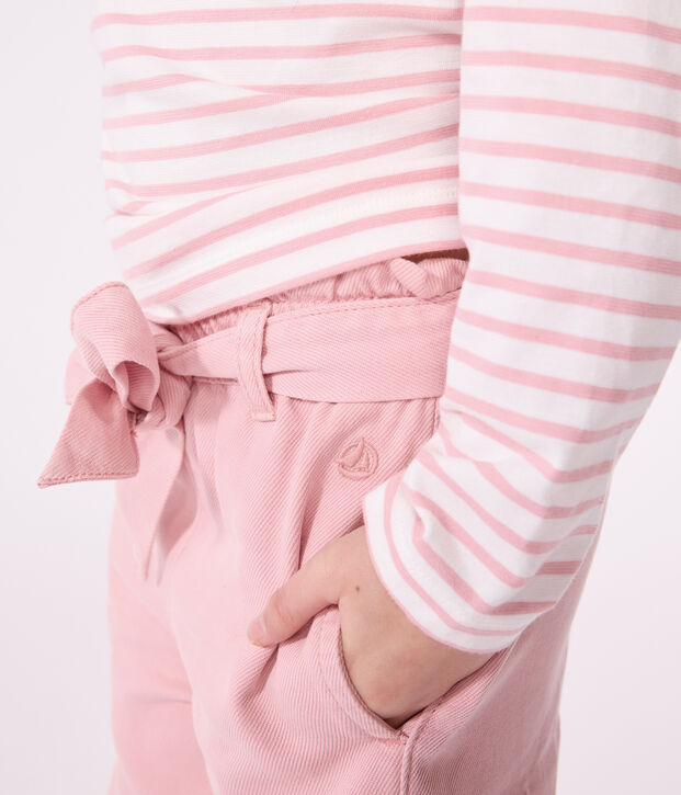 Pantaloni in misto cotone e lyocell bambina. rosa