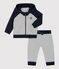 Completo jogging in molleton bebè. blu SMOKING/bianco MARSHMALLOW