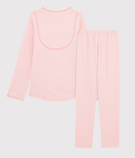 Pigiama millerighe bambina a costine rosa GRETEL/bianco MARSHMALLOW