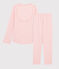 Pigiama millerighe bambina a costine rosa GRETEL/bianco MARSHMALLOW