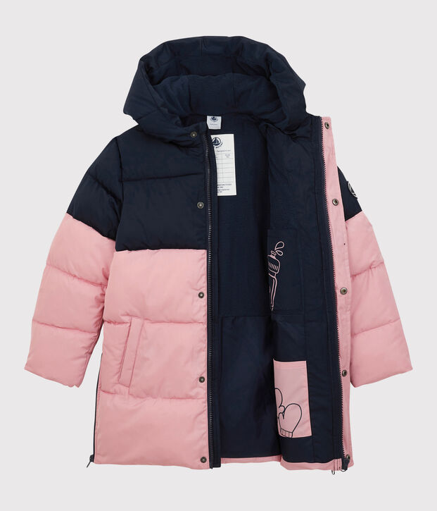 Piumino lungo bambina/bambino blu/rosa
