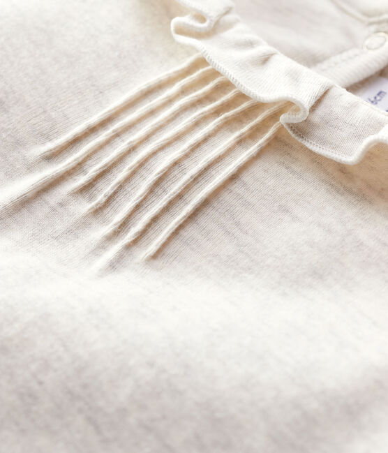 T-shirt bambina a maniche lunghe in cotone beige MONTELIMAR CHINE