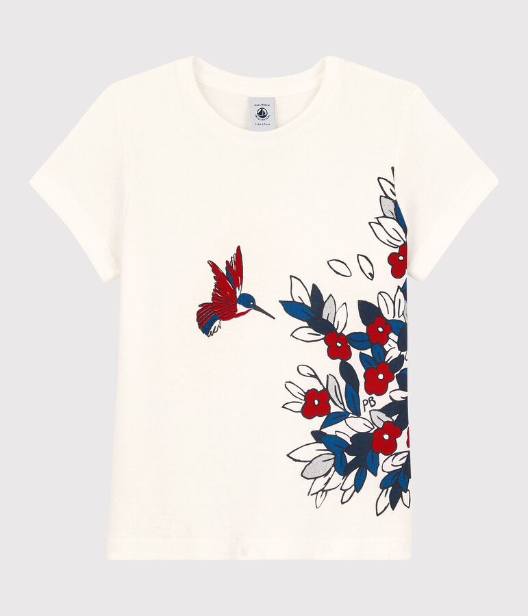 T-shirt a maniche corte in cotone bambina bianco/rosso
