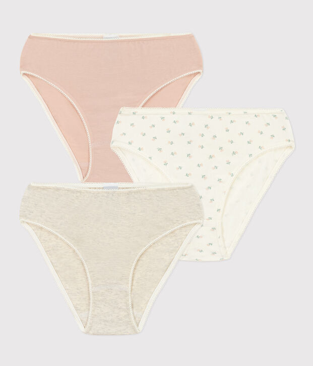 Confezione da 3 bambina slip in cotone ed elastam a fiori multicolore