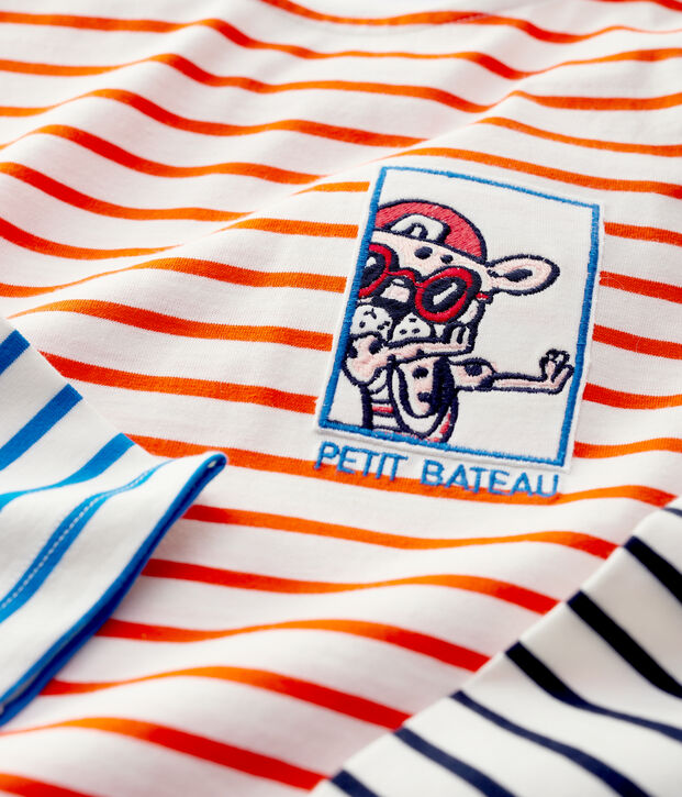 T-shirt bambina/bambino a maniche lunghe bianco/arancione/multicolore