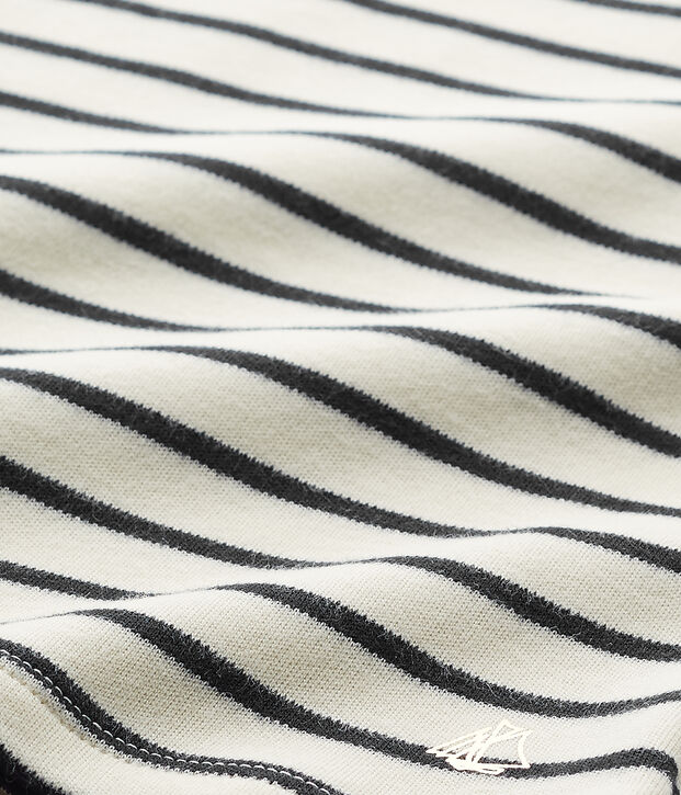 Sweat shirt fille ray&eacute; bianco/blu