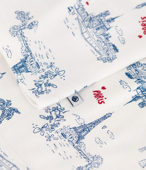 Pigiama corto in cotone con stampa Parigi bambino bianco MARSHMALLOW/bianco MULTICO