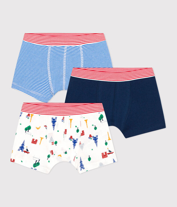 Confezione da 3 boxer Parigi in cotone bambino multicolore