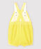 Salopette corta in seersucker a righe bebè femmina giallo SHINE/bianco MARSHMALLOW