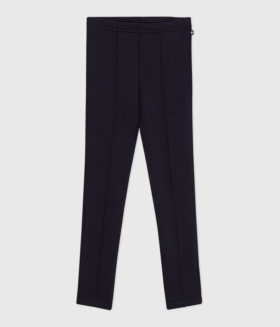 Pantaloni stile leggings in tessuto felpato bambina blu SMOKING