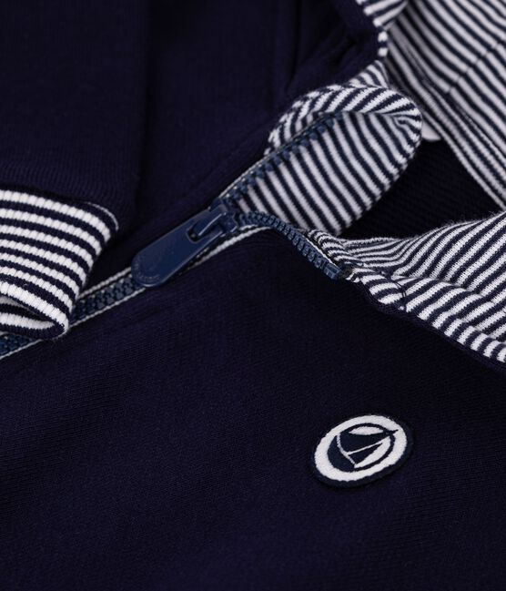 Felpa con cappuccio in cotone con dettagli a righe neonato blu SOIR