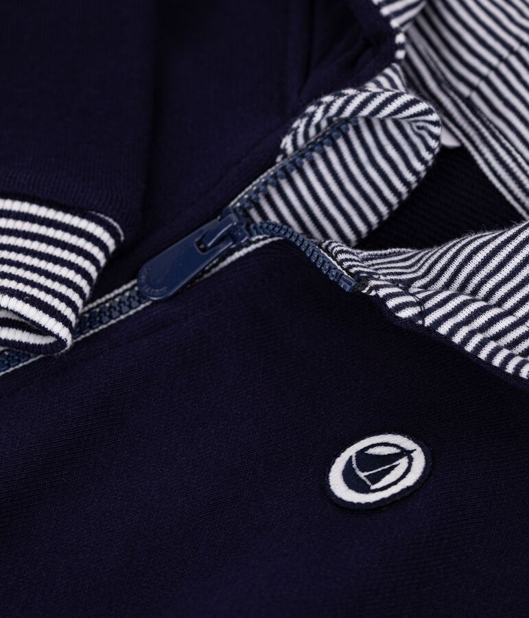 Felpa con cappuccio in cotone con dettagli a righe neonato blu