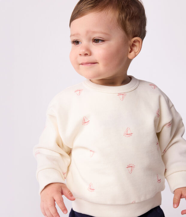 Felpa in cotone con stampa di barche vintage neonato rosso/rosso