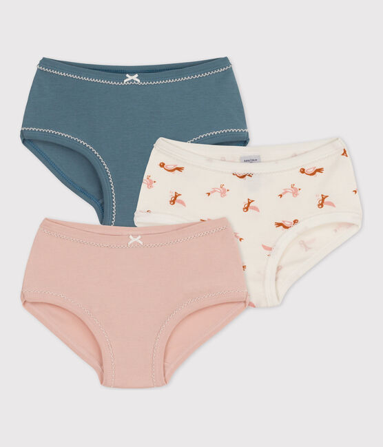Confezione da 3 slip con motivo uccelli in cotone da bambina variante 1