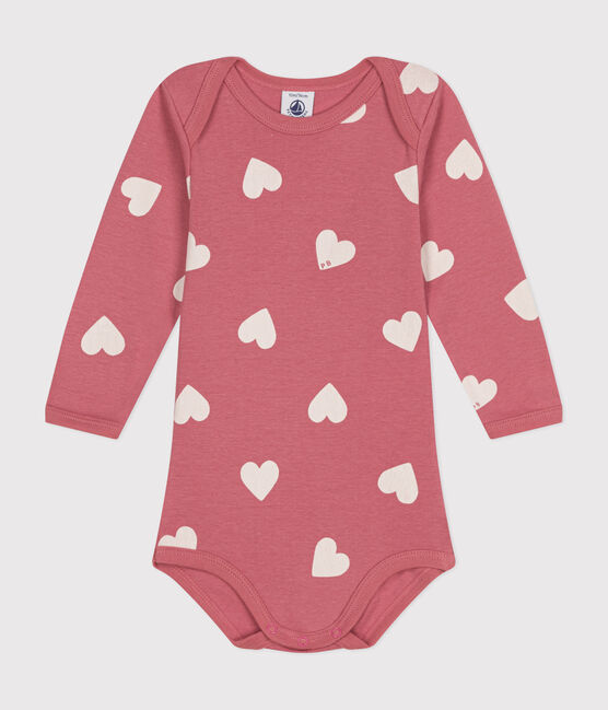Body a maniche lunghe in cotone neonato rosa ROSEWOOD/ MARSHMALLOW