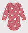 Body a maniche lunghe in cotone neonato rosa ROSEWOOD/ MARSHMALLOW