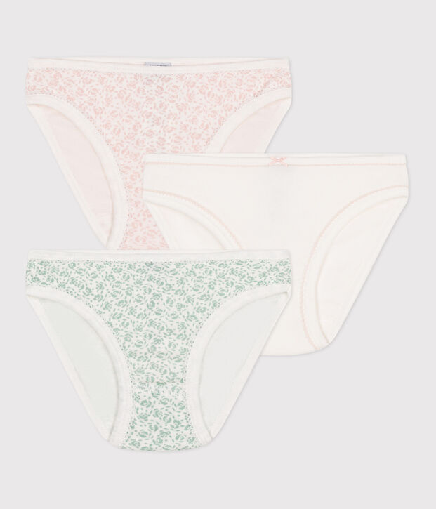 Set di 3 slip in cotone a fiori bambino multicolore