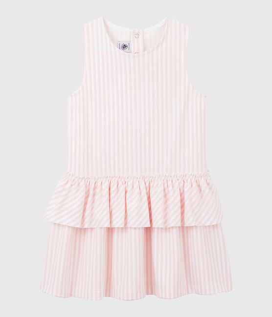 Abito senza maniche in jersey bambina rosa MINOIS/bianco MARSHMALLOW