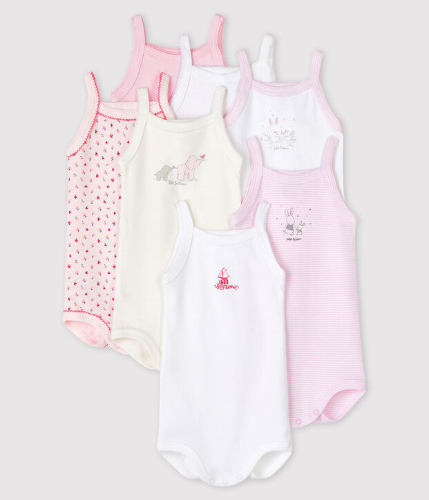 Lotto a sorpresa da 7 body con spalline neonata multicolore