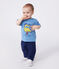 T-shirt a maniche corte in cotone tinta unita neonato blu ALASKA