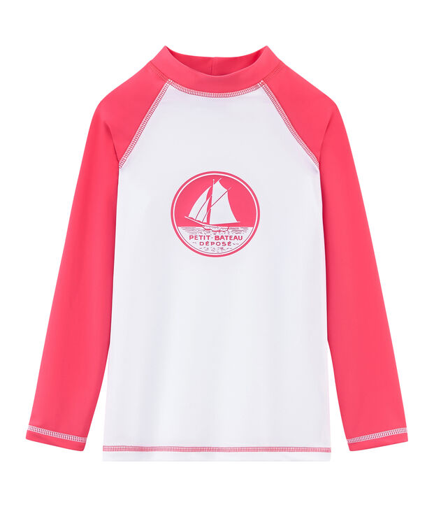 T-shirt anti-UV UPF 50+ bambina e bambino bianco/rosa