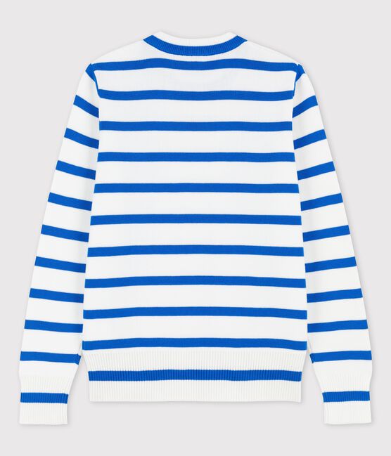 Pull marinaro in cotone Donna bianco MARSHMALLOW/blu DELFT