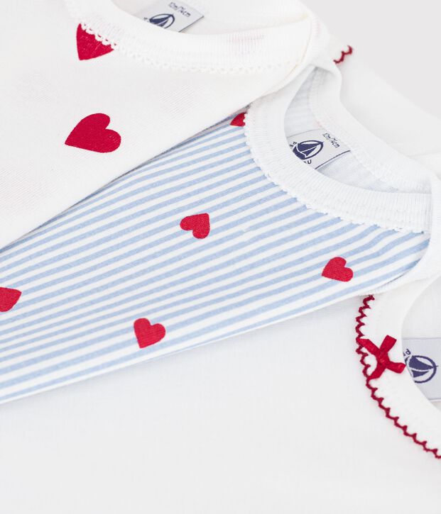 Set di body a maniche corte in cotone con stampa a cuori neonato multicolore