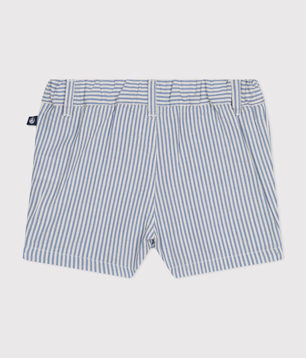 Shorts beb&egrave; in seersucker blu/bianco