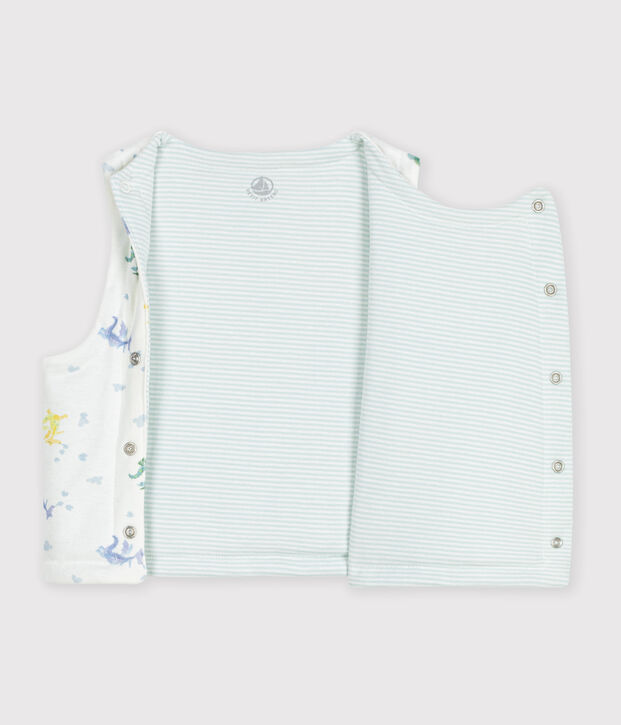 Cardigan senza maniche double face in cotone con draghi stampati neonato bianco/multicolore