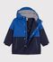 Parka bambino lunghezza media tinta unita color block blu/multicolore