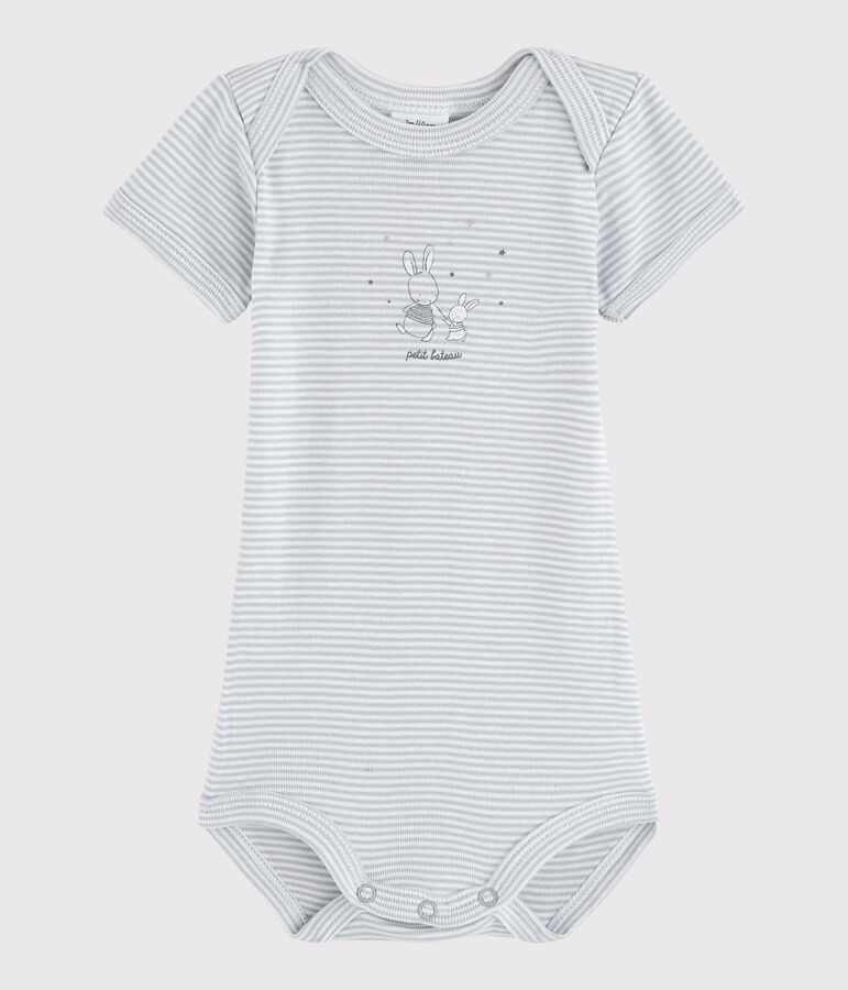 Body a manica corta beb&egrave; unisex grigio MISTIGRI/bianco ECUME