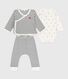 Set 3 pezzi neonato con marinière e body con barca stampata