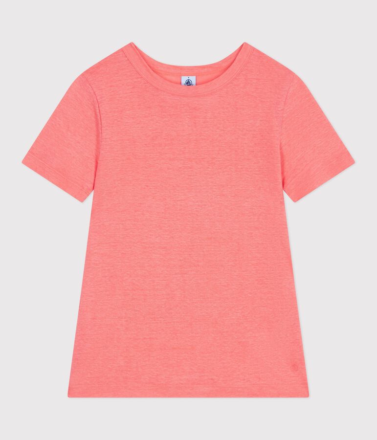 T-shirt a maniche corte in cotone tinta unita donna rosa
