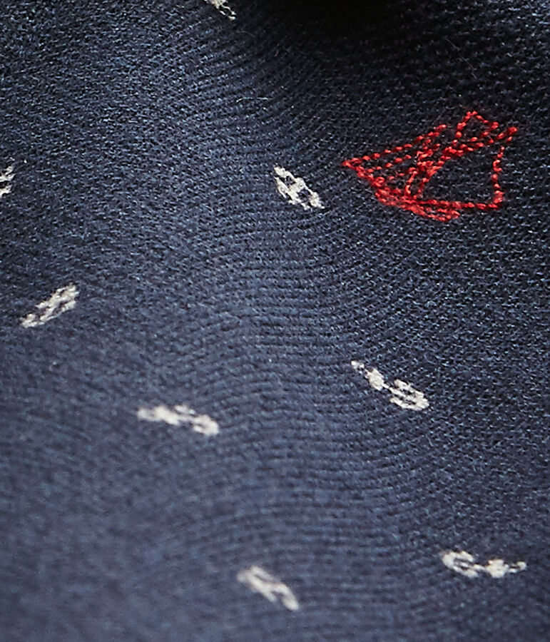 Tutina con colletto a polo beb&eacute; bambino stampata blu/beige