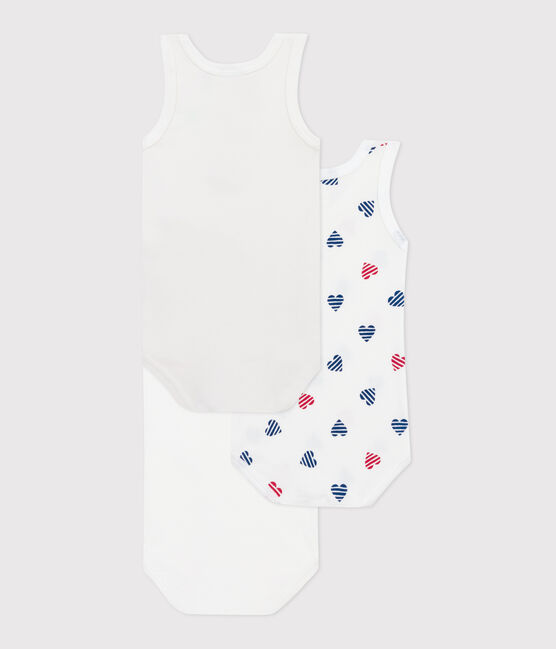 Set da 3 body senza maniche in cotone con cuori a righe neonato variante 1