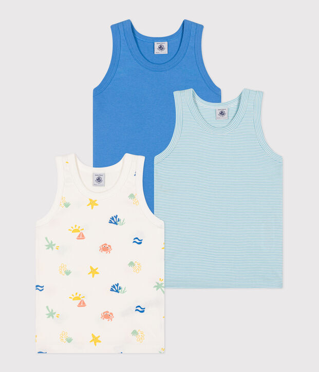 Set da 3 canotte da bambino in cotone con stampa multicolore