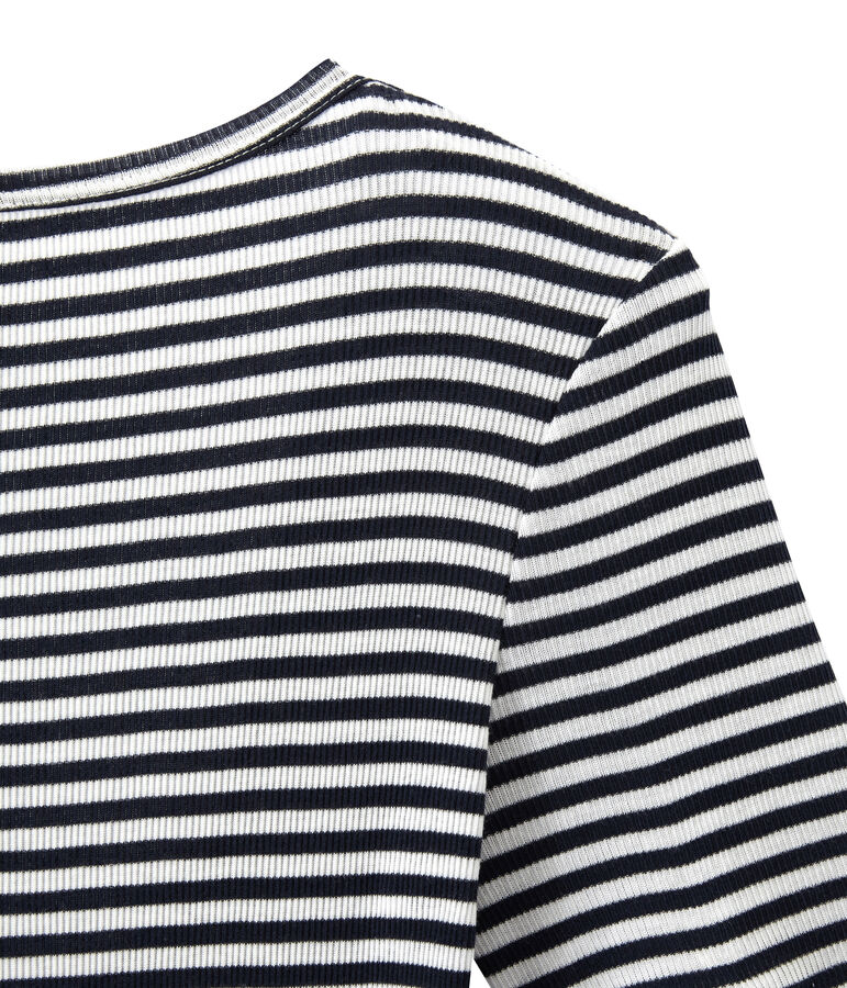 Body donna in cotone effetto seconda pelle blu SMOKING/bianco LAIT