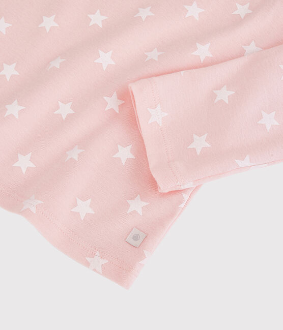 Pigiama bambina fantasia stellata in cotone rosa MINOIS/bianco MARSHMALLOW