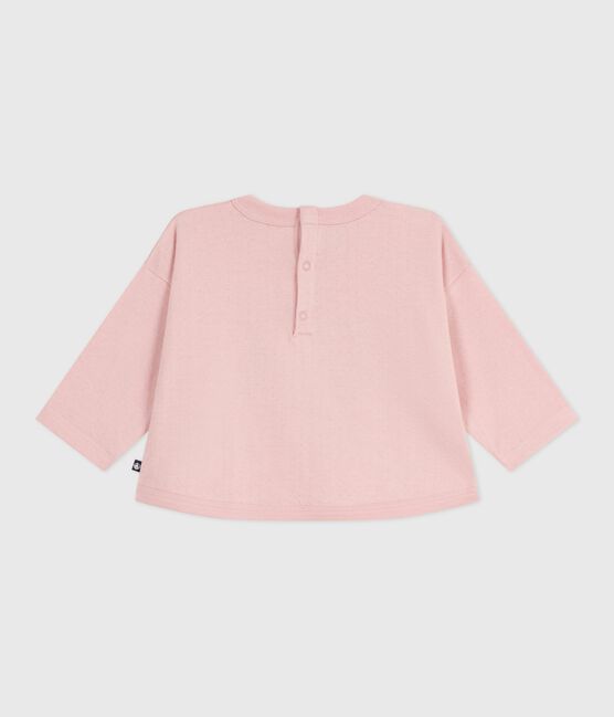 T-shirt a maniche lunghe in cotone con gatto decorativo neonata rosa JOLI