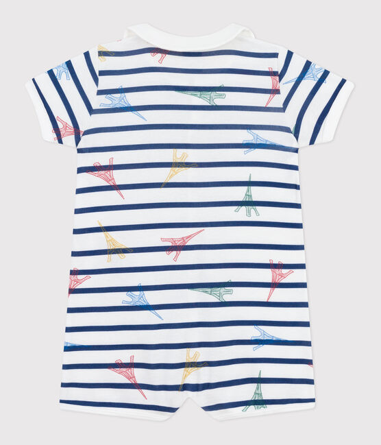 Tutina corta in cotone con motivo Parigi neonato bianco ECUME/bianco MULTICO